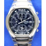 Lorus; 100m chronograph stainless steel wristwatch, working at lotting. P&P Group 1 (£14+VAT for the