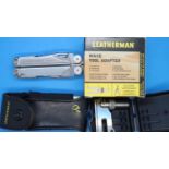 Cased Leatherman Wave multitool with torch and a Wave tool adaptor socket set. P&P Group 2 (£18+