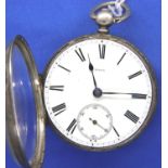 Hallmarked silver open face, key wind, antique pocket watch, fusee movement (chain intact), marked