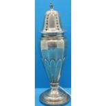 Hallmarked silver baluster shaped sugar caster with weighted base, Birmingham assay, H: 16 cm. P&P