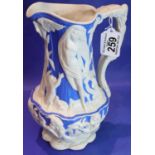 Blue and white Sampson ornate jug, H: 24 cm. No cracks, chips or visible restoration aside form