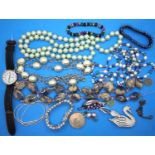 Selection of costume jewellery including bracelets and a wristwatch. P&P Group 1 (£14+VAT for the