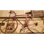 22" mens single gear Carlton racing bike with flightdeck bars, original saddle, cup in pegs. Not