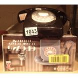 Black, GPO746 Retro rotary telephone replica of the 1970s classic, compatible with modern