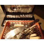 Mixed cutlery including a cased set. Not available for in-house P&P, contact Paul O'Hea at Mailboxes