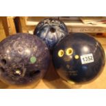 Storm flame ten pin bowling ball and Pear one and also a Bonaza bowling bowl. Not available for in-