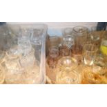 Two boxes of mixed glassware to include crystal glasses. Not available for in-house P&P, contact