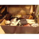 Box of assorted vintage cars, to include play worn batmobile. Not available for in-house P&P,