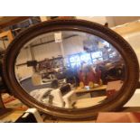 Bevelled edge mahogany vintage oval mirror. Not available for in-house P&P, contact Paul O'Hea at