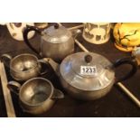 Pewter four piece hammered tea set. Not available for in-house P&P, contact Paul O'Hea at