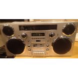 Silver, GPO Brooklyn large 1980s-Style Boombox - CD, cassette, DAB+ & FM Radio, USB, Bluetooth