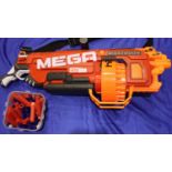 Nerf Mega Mastodon gun with a box of projectiles. Not available for in-house P&P, contact Paul O'Hea