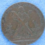 1791 Edinburgh Scottish halfpenny token. P&P Group 1 (£14+VAT for the first lot and £1+VAT for