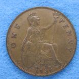 1936 copper penny of George V, final year. P&P Group 1 (£14+VAT for the first lot and £1+VAT for