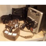 Vintage sport star 1v Bell and Howell video camera and Hanimex loadmatic 720 projector. Not