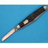 Horn handled Joseph Rodgers three bladed stock knife. P&P Group 1 (£14+VAT for the first lot and £