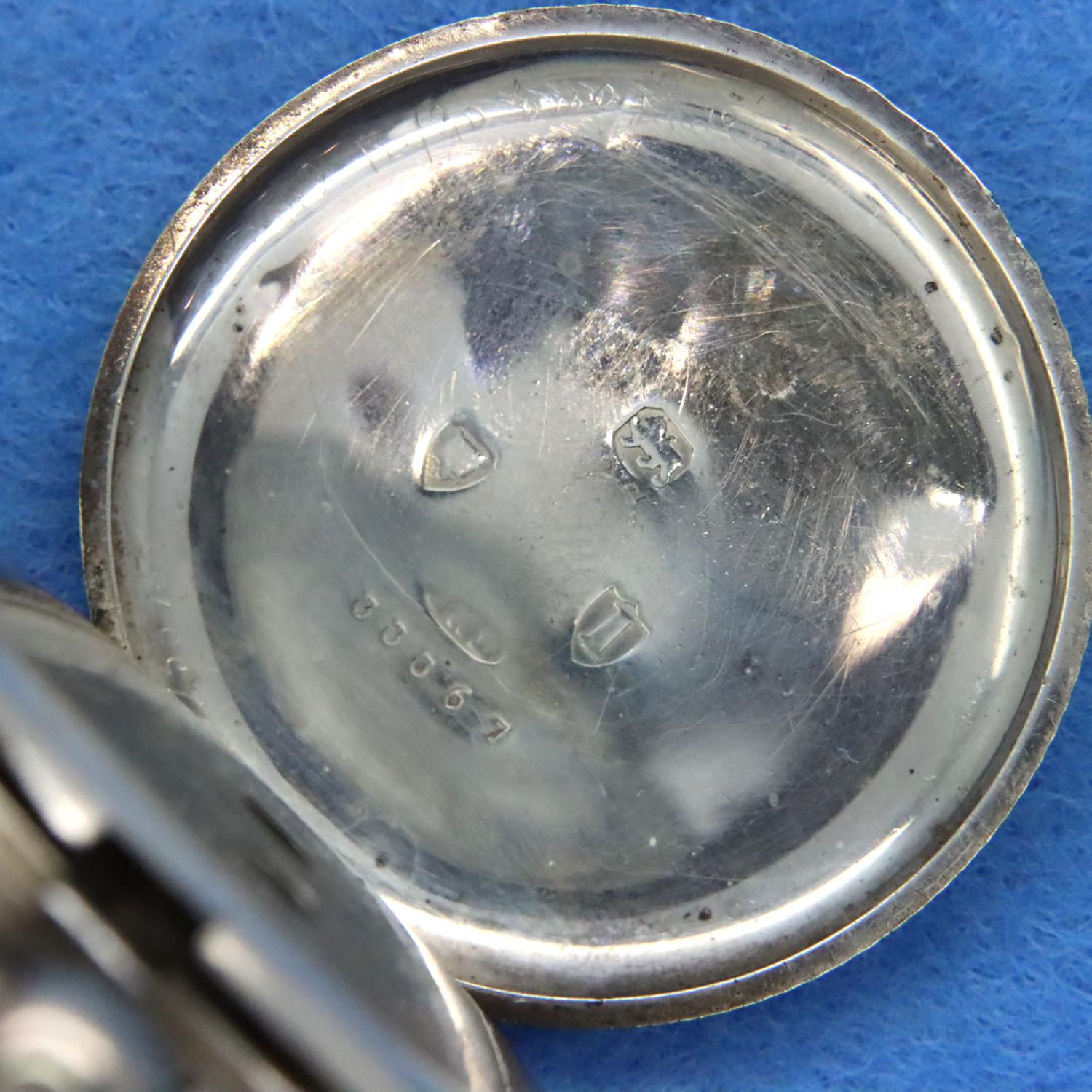 JW Benson; hallmarked silver fob watch, not working at lotting. P&P Group 1 (£14+VAT for the first - Image 3 of 3