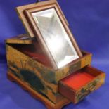 Chinese wooden jewellery box with mirror in top, 29 x 18 x 19 cm H. Not available for in-house P&