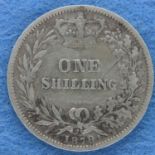 1879 silver shilling of Queen Victoria, no die number. P&P Group 1 (£14+VAT for the first lot and £