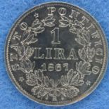 1867 Vatican/Papal States silver lira. P&P Group 1 (£14+VAT for the first lot and £1+VAT for