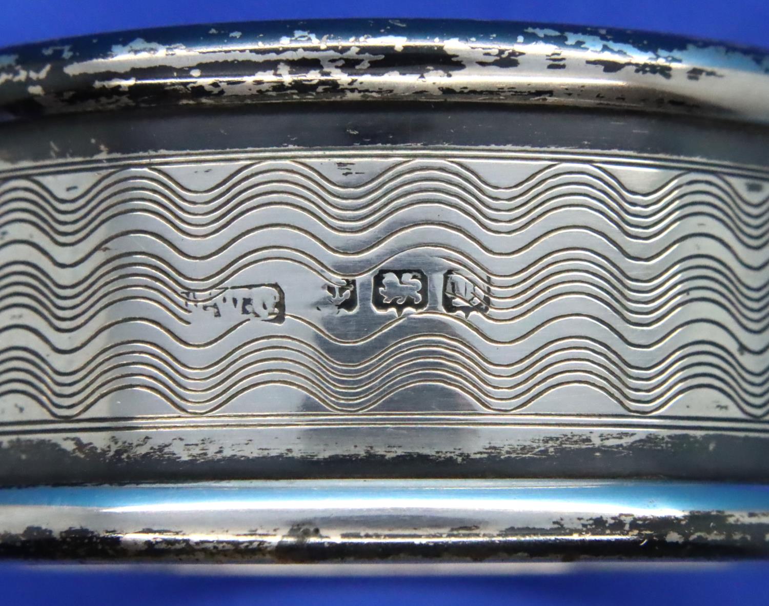 Two hallmarked silver napkin rings, 22g, different hallmarks. P&P Group 1 (£14+VAT for the first lot - Image 2 of 2