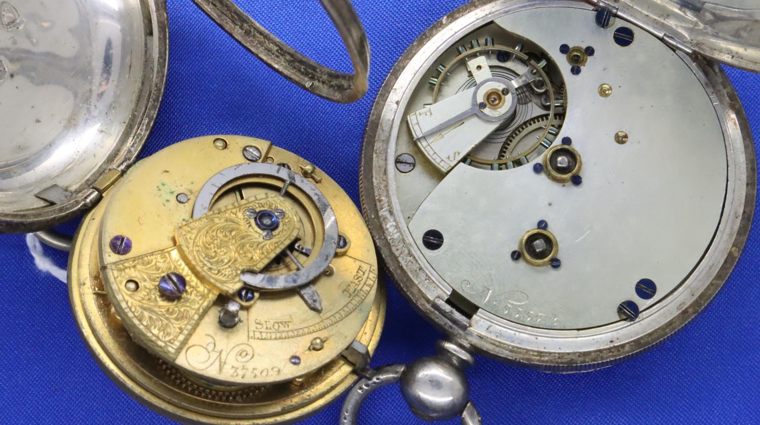 Two hallmarked silver gents open face key ind pocket watches. P&P Group 1 (£14+VAT for the first lot - Image 2 of 3