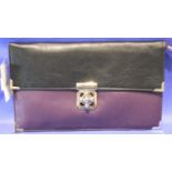 Ladies purple and black clutch bag with metal clasp. L: 29 cm. P&P Group 2 (£18+VAT for the first