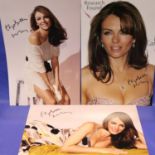 Elizabeth Hurley; three pen signed publicity shots, each 12 x 8. P&P Group 1 (£14+VAT for the