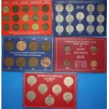 1953 - 1967 pre-decimal coinage of Elizabeth II, mixed denominations in presentation cases,