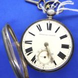 Hallmarked silver open face, key wind pocket watch fusee movement (chain intact) marked G. Asher 158