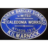 A modern Caledonia Works cast iron sign, 26 x 18 cm. P&P Group 2 (£18+VAT for the first lot and £3+