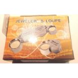 New old stock boxed stainless steel Triplet 30 x 21mm jewellers loupe. P&P Group 1 (£14+VAT for