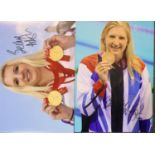Olympics Interest: Rebecca Adlington, two pen signed publicity shots, each 12 x 8. P&P Group 1 (£