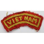 Vietnam War period hand embroidered shoulder patch. P&P Group 1 (£14+VAT for the first lot and £1+