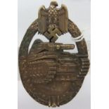 WWII German Panzer badge in bronze grade, maker PM. P&P Group 1 (£14+VAT for the first lot and £1+