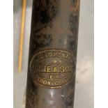 Vintage one piece snooker/billiards cue in metal case with brass name plate Orme and Sons,