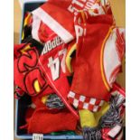 Liverpool Football Club branded promotional items including scarves. P&P Group 3 (£25+VAT for the