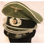 WWII museum quality replica German Army Officers cap. P&P Group 1 (£14+VAT for the first lot and £