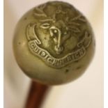 British WWI swagger stick, Highlanders, with white metal pommel. P&P Group 2 (£18+VAT for the