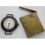 Metal cased Trench wristwatch and a Trench Art vesta case. P&P Group 1 (£14+VAT for the first lot