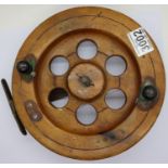 A 9 inch Shakespeare wood and brass fishing reel. Not available for in-house P&P, contact Paul O'Hea