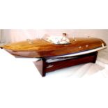 Wooden Riva Riviera 80 type boat, L: 80 cm, fitted radio control requires battery and transmitter,