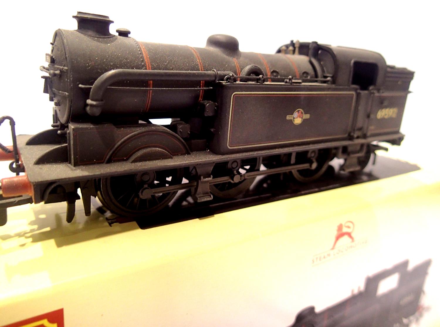 Hornby 3188, renumber 69592 BR Black, Late Crest, weathered, no detail pack, in excellent condition,