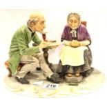 Capodimonte figurine Reading Of The Will by Defendi, H: 20 cm. Not available for in-house P&P,