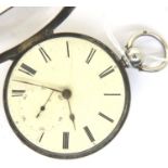 Hallmarked silver cased fusee pocket watch Chester assay 1855 working at lotting up. P&P Group 1 (£