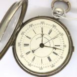 Fine silver cased chronograph, ticks for thirty seconds then stops. P&P Group 1 (£14+VAT for the