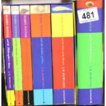 Harry Potter Bloomsbury edition boxed set of five first edition paperback books with the sixth