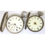 Two hallmarked silver cased key wind pocket watches, neither working. P&P Group 1 (£14+VAT for the