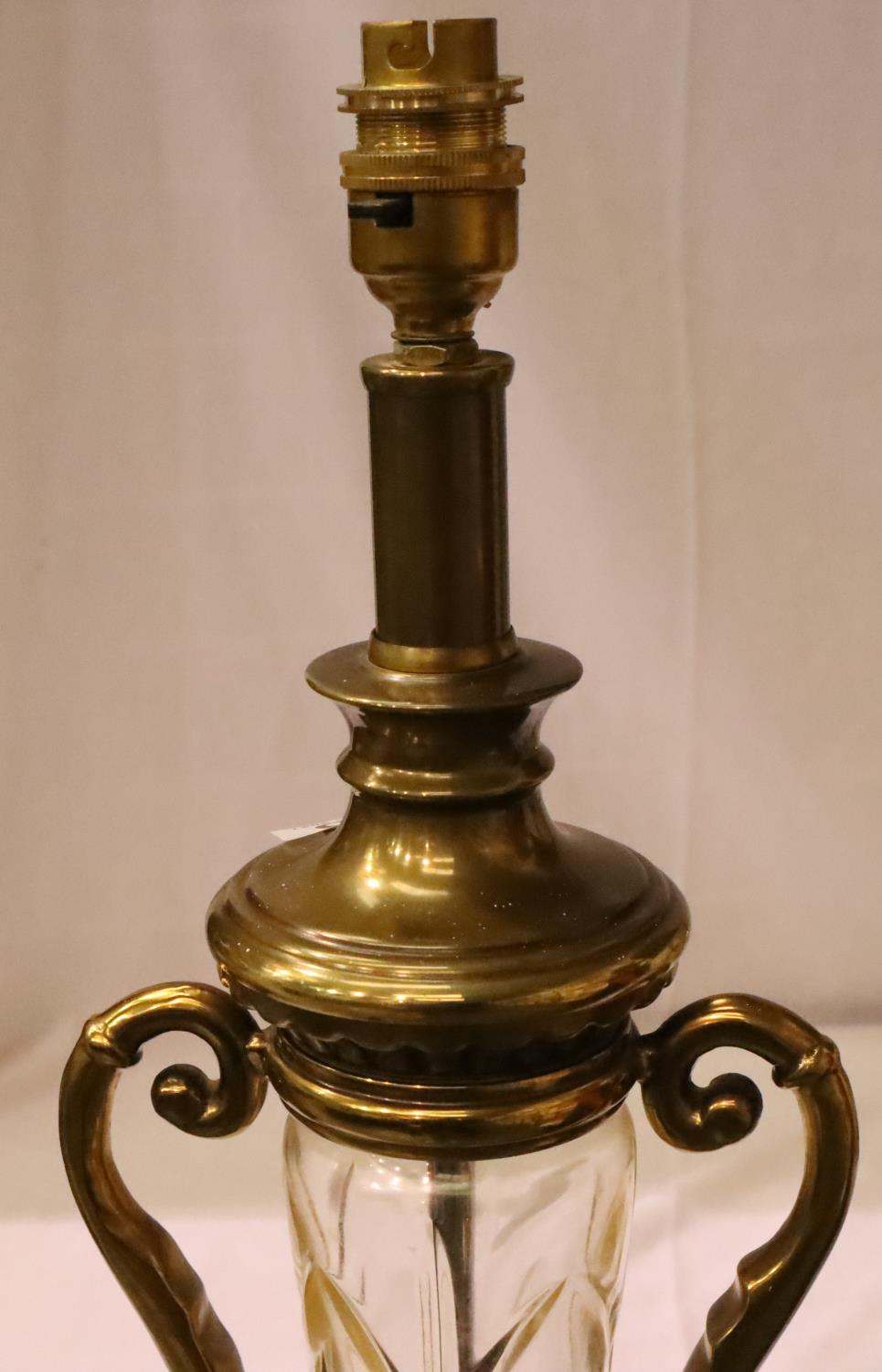 Pair of brass and glass standard lamps. Not available for in-house P&P, contact Paul O'Hea at - Image 3 of 4