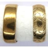 Two 9ct gold band rings, size T, one misshapen, combined 6.1g. P&P Group 1 (£14+VAT for the first